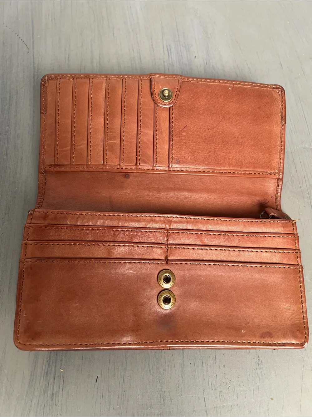 Brown Leather Wallet with Anchor Detail. 2 Zipped with lots of slots. Classic